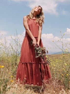 Aerie Tiered Scoop Neck Maxi Dress – Size XL – Soft Cotton Jersey – EUC